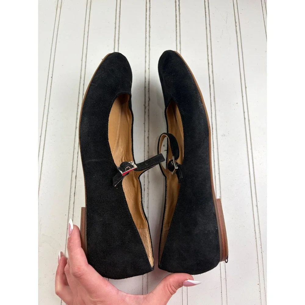 Crown Vintage Y2K Black Suede Mary Jane Flats Square Toe Women's Size 9.5M